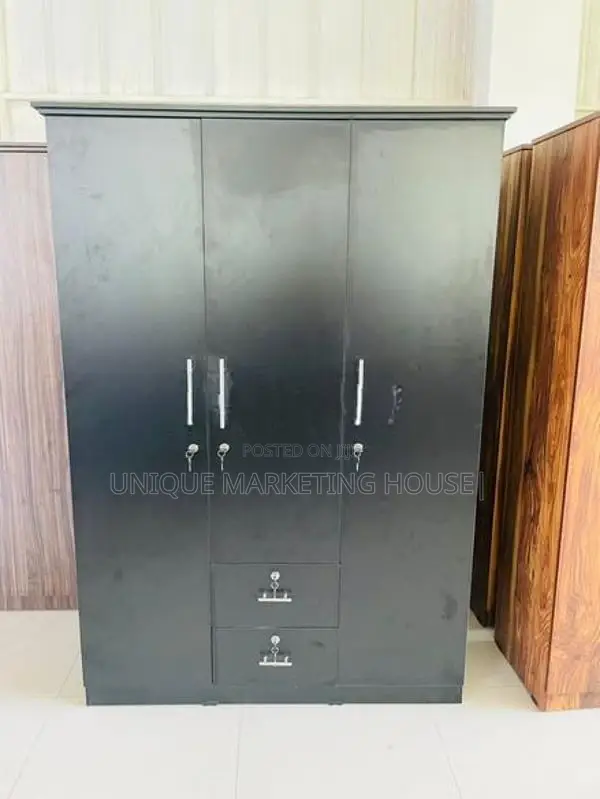 Modern Black Camiliya 3D Wardrobe with Mirror