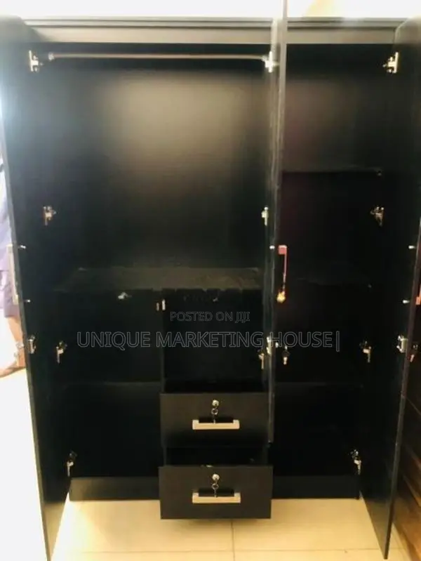 Modern Black Camiliya 3D Wardrobe with Mirror