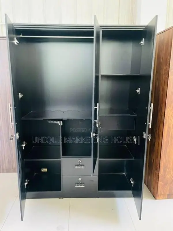 Modern Black Camiliya 3D Wardrobe with Mirror