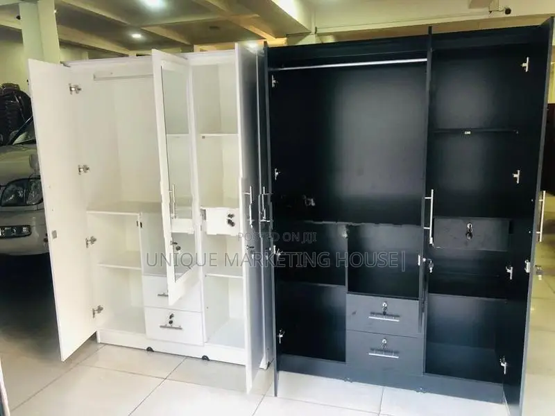 Modern Black Camiliya 3D Wardrobe with Mirror