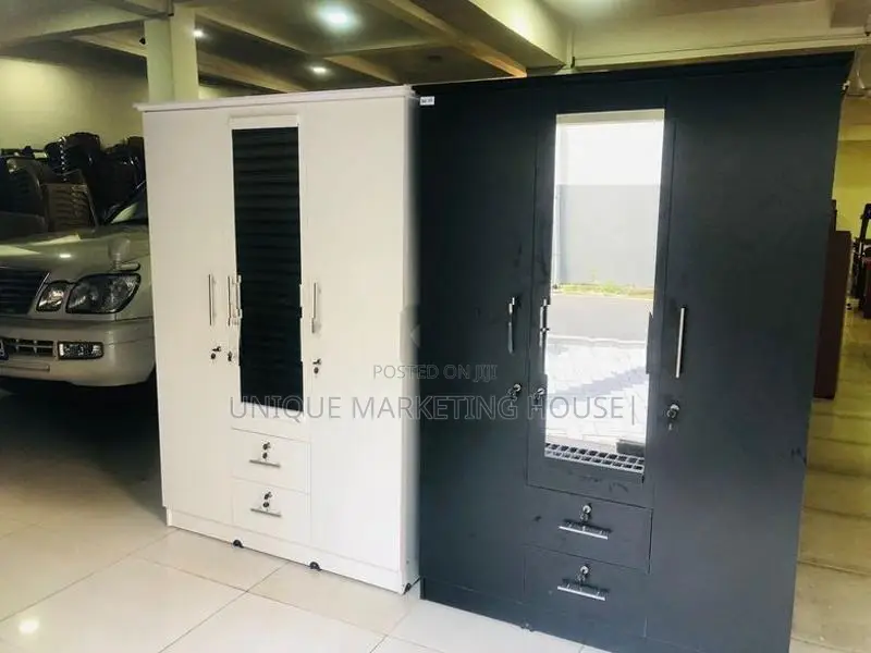 Modern Black Camiliya 3D Wardrobe with Mirror