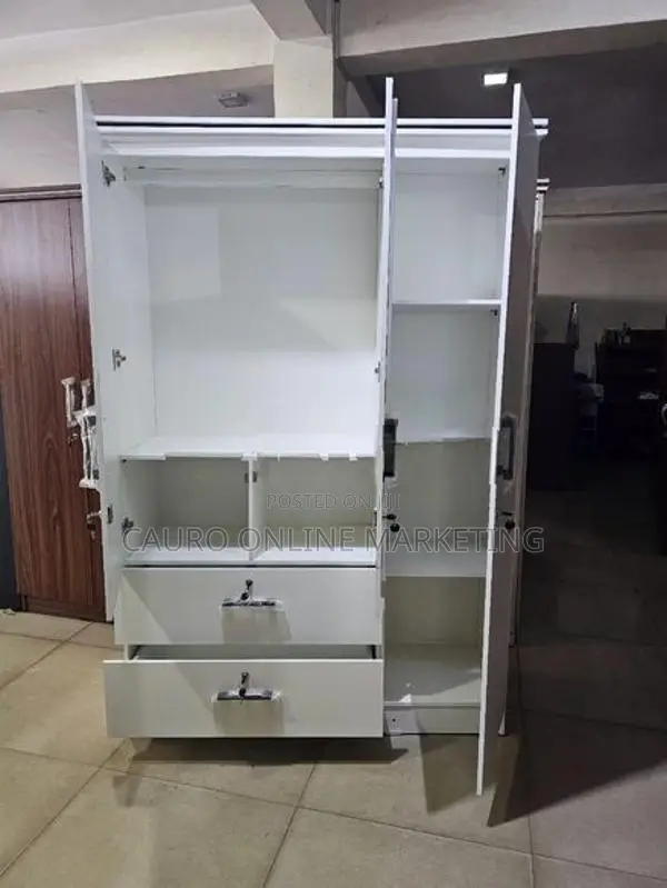 new white colour 3 door long locker cupboard 6x4ft wardrobe