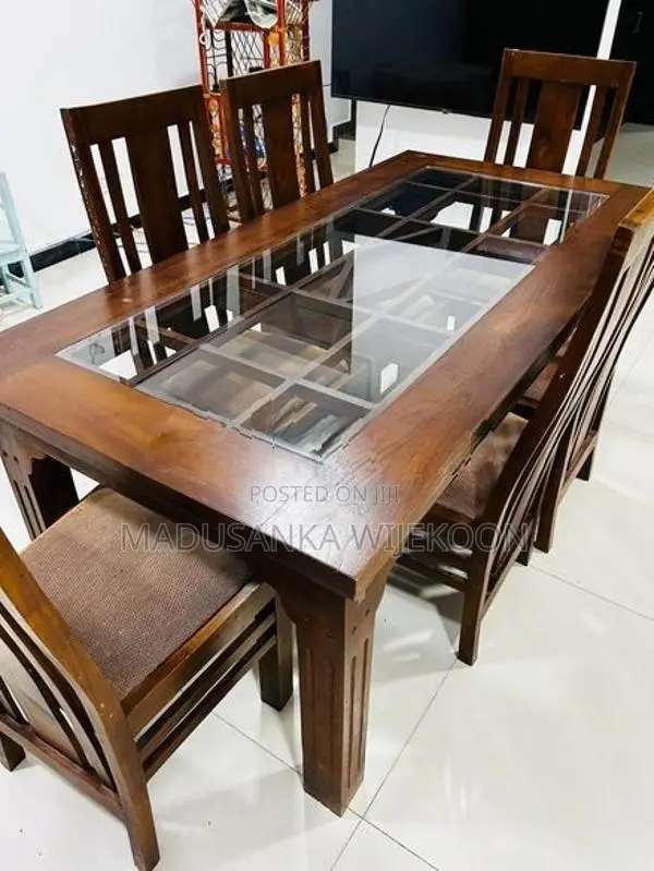 Teak Dining Table Set 6 Chairs