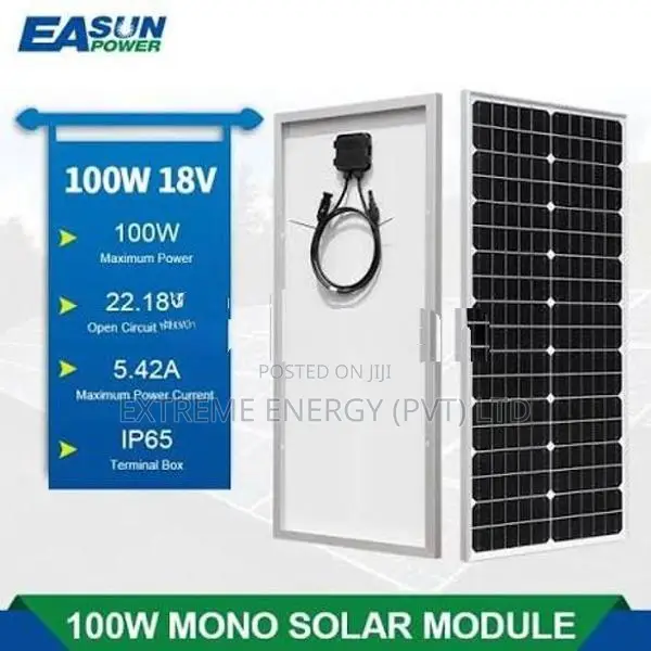 Monocrystalline Solar Panel 100W 12V 24V Battery Charging