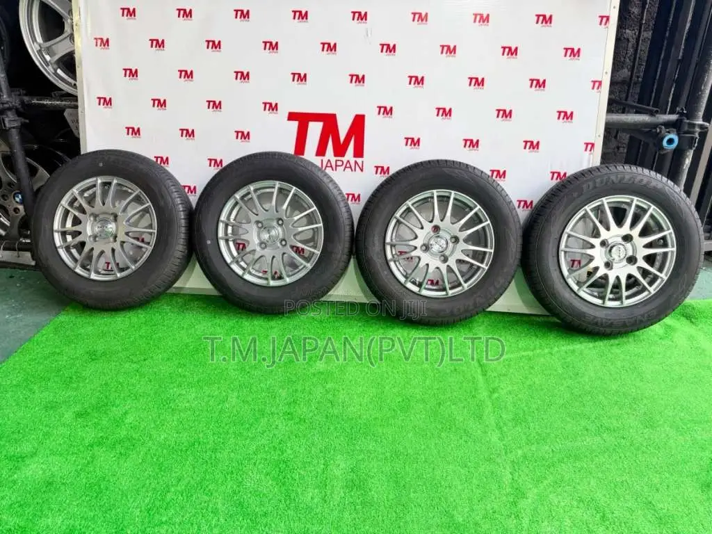 145-80-13 Tires with Alloy Wheels Set 13 Inch 4 Studs, 4JJ, 100 PCD fo