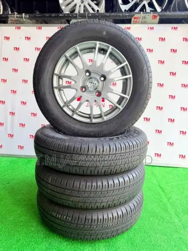145-80-13 Tires with Alloy Wheels Set 13 Inch 4 Studs, 4JJ, 100 PCD fo