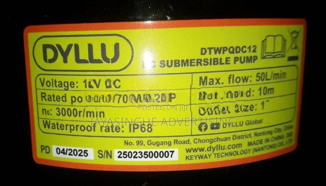 12V - D.C Water Pump Head 10 M Solar ( DYLLU )