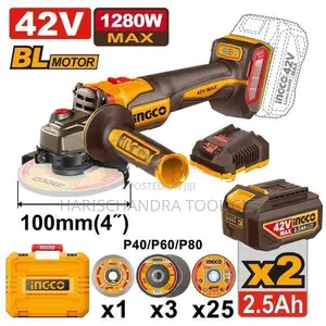 Ingco Cordless Angle Grinder 100mm 42V