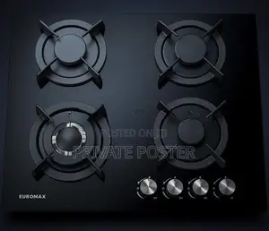 EUROMAX (TURKEY Brand) 4 Burner Tempered Glass Gas Cooker Hob