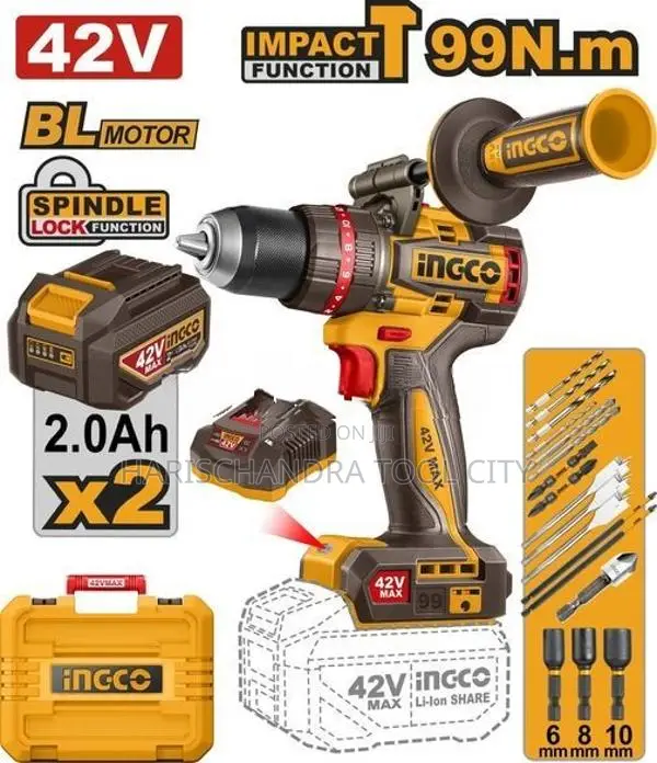 Ingco Cordless Drill 13mm 99nm 42V