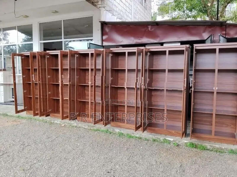 New 2 Door Brown Melamine Office Cupboard