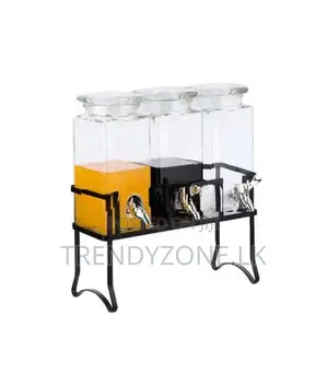 Glass Juice Dispenser With Stand Triple