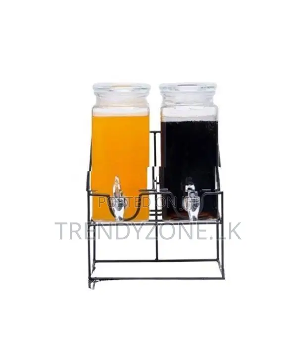 Glass Juice Dispenser With Stand Double