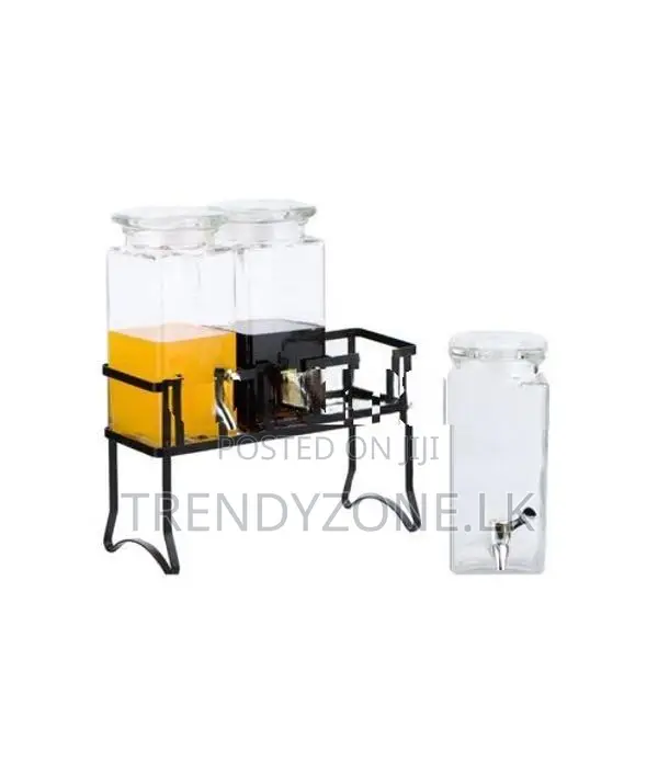 Glass Juice Dispenser With Stand Double