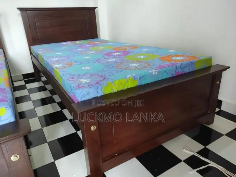 New 6x3 Teak Box Bed With Double Layer Mattress (V7)