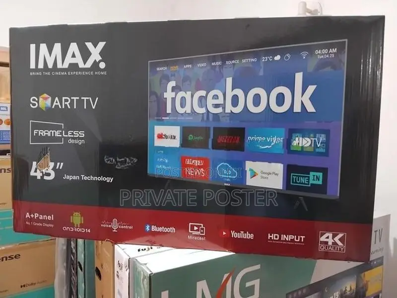 IMAX 43" Smart Android 14 FHD LED Frameless 4K Support TV