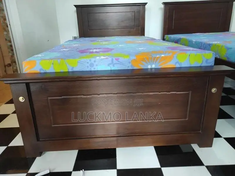New 6x3 Teak Box Bed With Double Layer Mattress (V7)