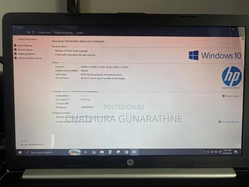 HP Notebook i3 8th Gen 8GB RAM Laptop