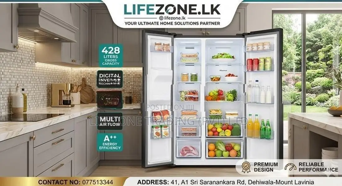 Brand New "Hisense 428ℓ Side By Inverter Refrigerator"