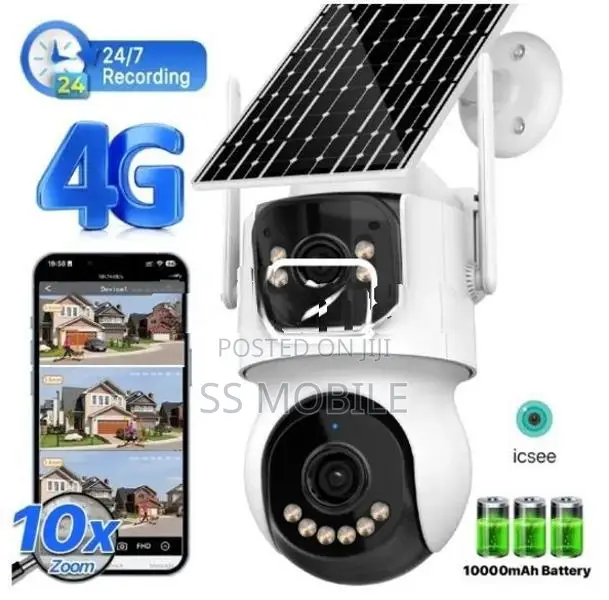 8MP 4G Solar Dual Lens Battery Camera PTZ Human Detection CCTV