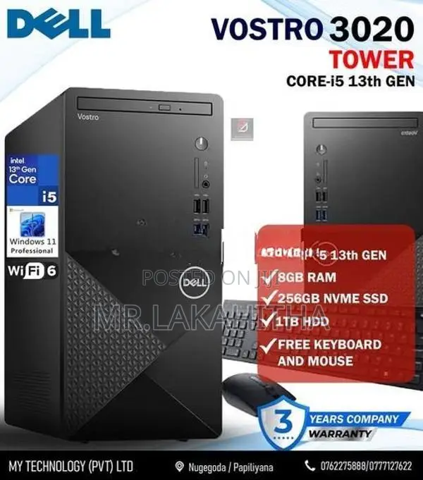 DELL VOSTRO 3020 DESKTOP COMPTER | CORE i5 13TH GEN|8GB|256GB|1TB|