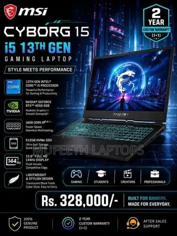New MSI Cyborg i5 13Gen 16/512GB RTX 4050 6GB