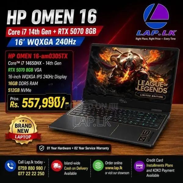 New HP Omen 16 Core i7-14650HX RTX 5070 8GB VGA QHD+ 240HZ Laptop