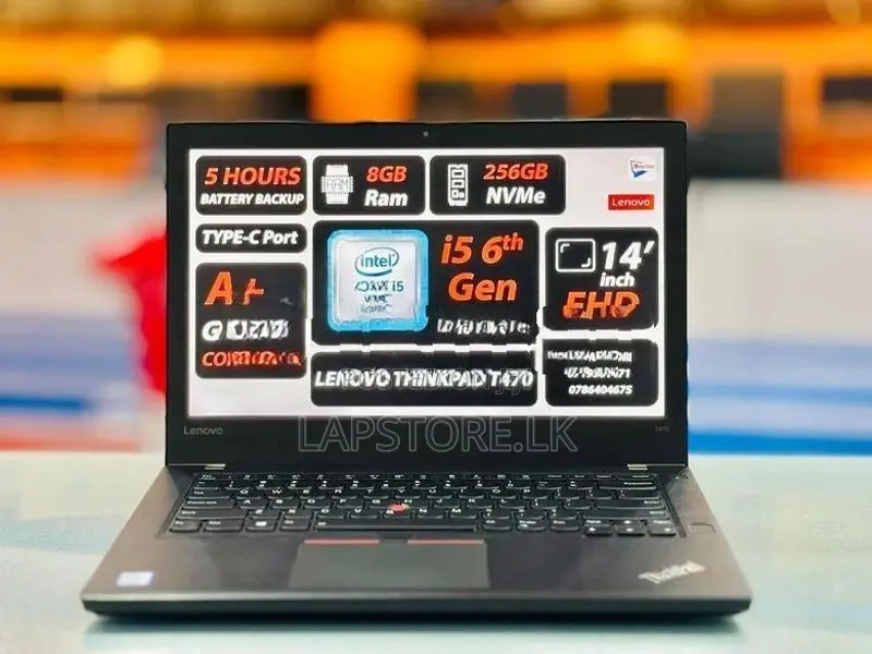 Lenovo ThinkPad T470 Core i5-6th Gen 8GB RAM 256GB Nvme SSD Laptops