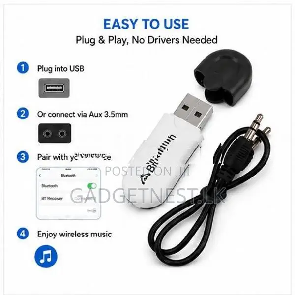 Bluetooth 4.0 USB With AUX Dual Music Receiver Dongle