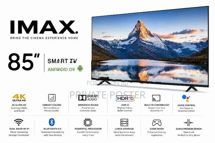 IMAX 85" 4K Smart android UHD Frameless LED TV _ Free Sound Bar