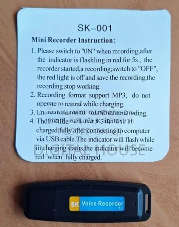 Voice Recorder USB Mini 10 hours Recording time rechargeable - new