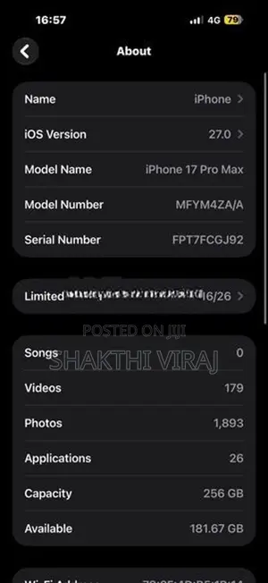 Apple iPhone 17 Pro Max (Used)