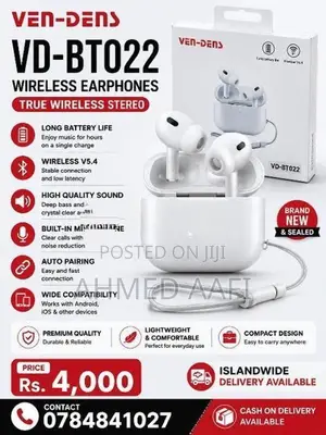 VEN-DENS VD-BT022 Wireless Earphones – True Stereo Brand New