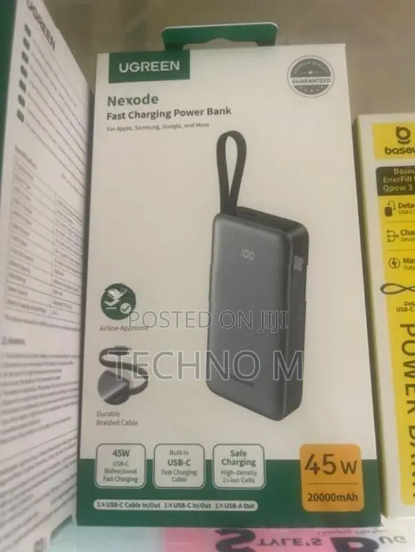 UGREEN 20000mAh 45W Power Bank With Built-In Cable – PB536 55988B