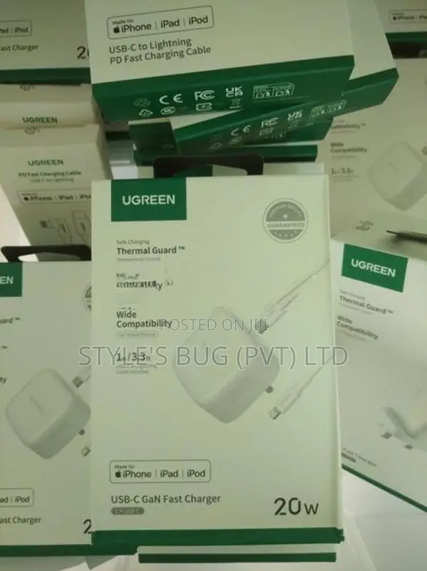 UGREEN 20W Type-C PD Fast Charger + MFI Certified Lightning Cab
