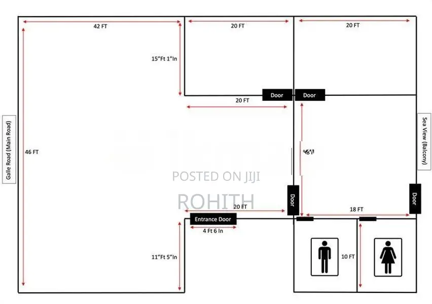 Office Space for Rent ( 45Ft Galle Road Frontage)