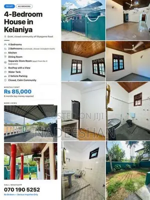 4 Bed Room 2 Bath House For Rent - Kelaniya