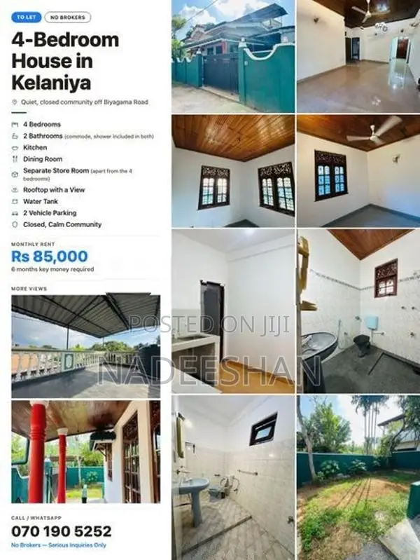 4 Bed Room 2 Bath House For Rent - Kelaniya