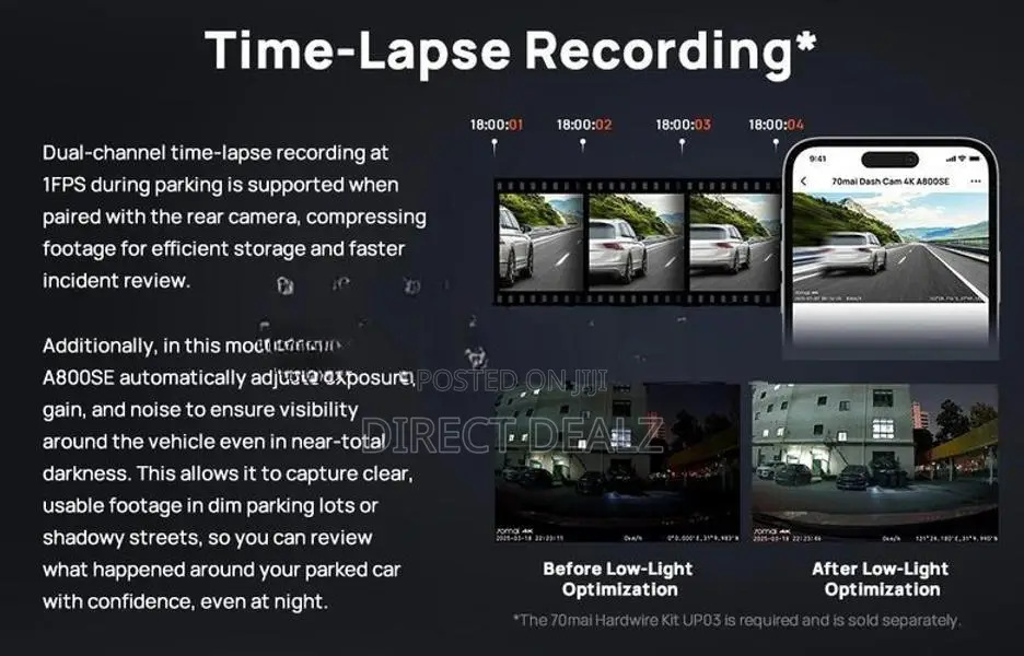 70mai Dash Cam 4K A800SE with RearCam and Hardware kit