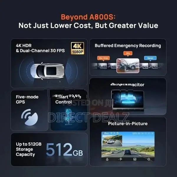 70mai Dash Cam 4K A800SE with RearCam and Hardware kit