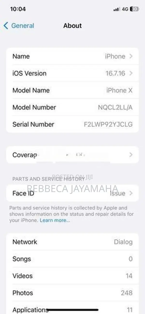 Apple iPhone X 64 GB (Used)