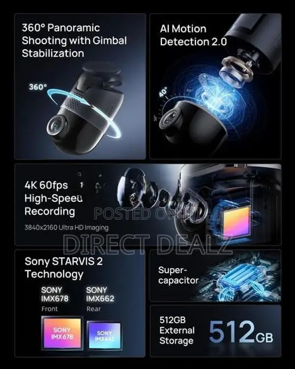 70mai Omni X800 4K Dash Cam with Rear - 128GB