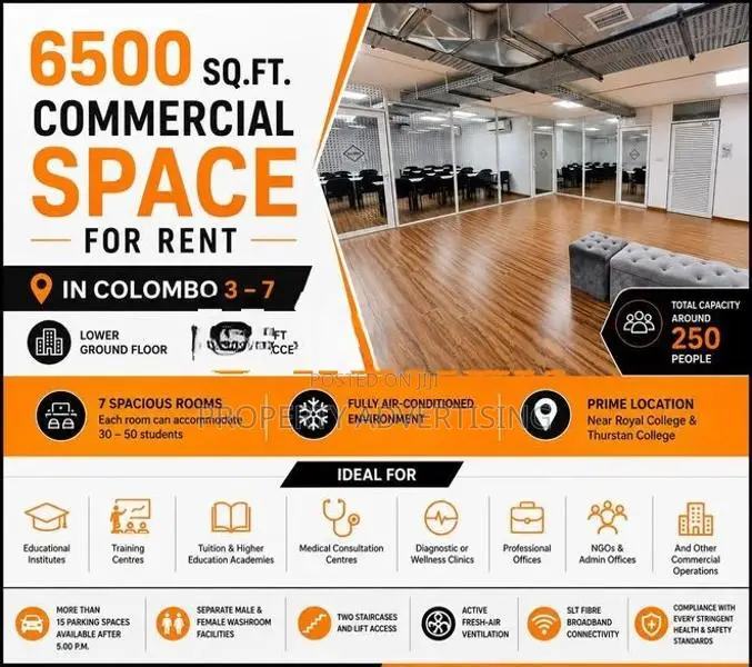 250 accommodate Fully air-conditioned space for rent in colombo