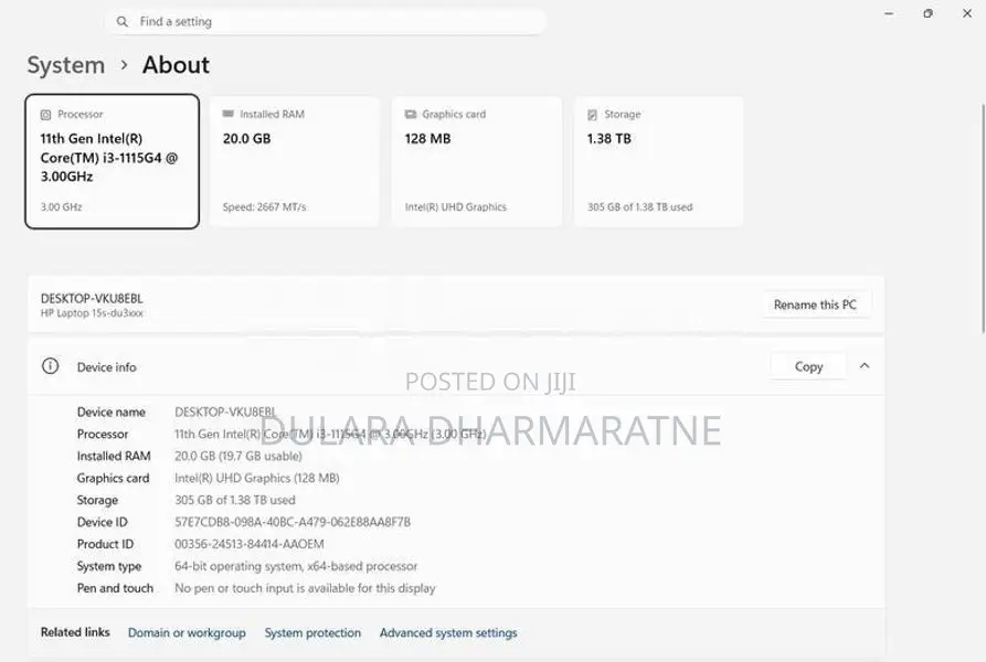 HP Core i3 11th Gen 20GB Ram 512GB SSD +1TB HDD