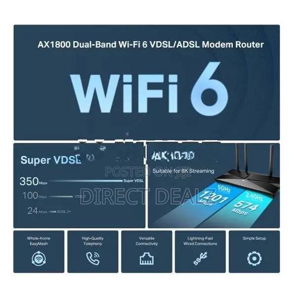 TP-Link Archer VX1800V AX1800 Dual Band Wifi 6 VDSL/ADSL Modem Router