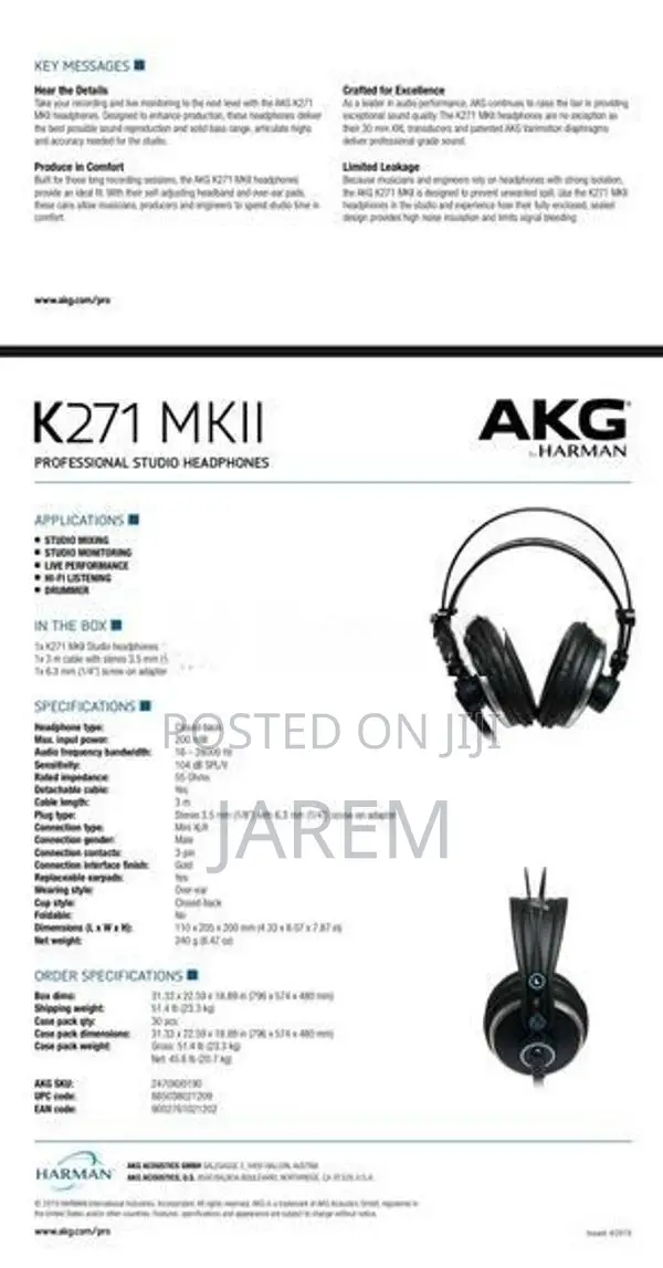 AKG K271 MK2 Studio Headphone
