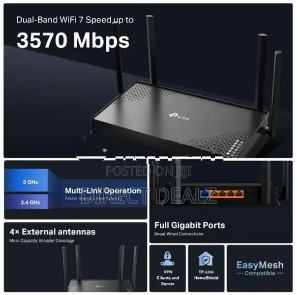 TP-Link Archer BE220 BE3600 Dual-Band Wi-Fi 7 Router