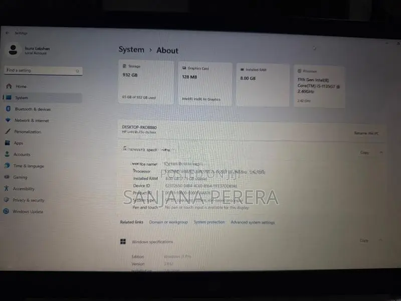 HP Core I5 11 Th