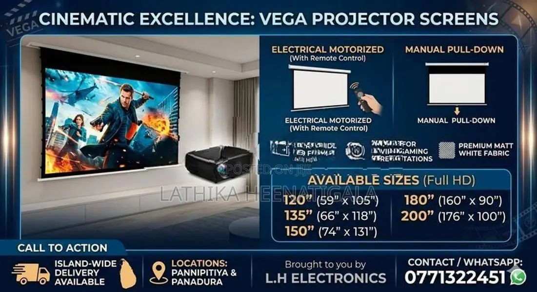 Projector Screen VEGA 4.3 and 16.9 hd formet