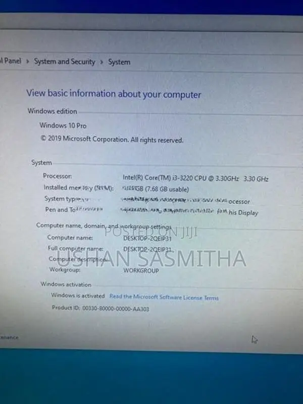 ASUS i3 3rd 8GB RAM 256HDD